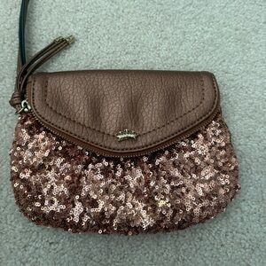 Juicy Couture Traveler Wristlet Clutch Bag Sequin Metallic
